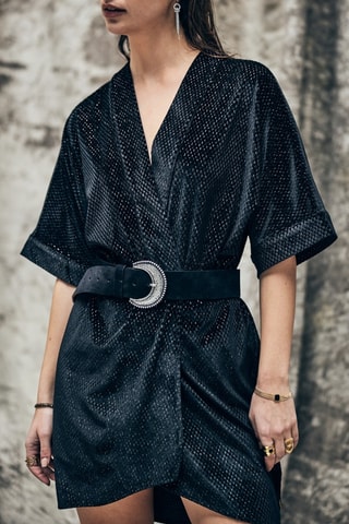 Vestido Roza Shiny Velvet - Preto