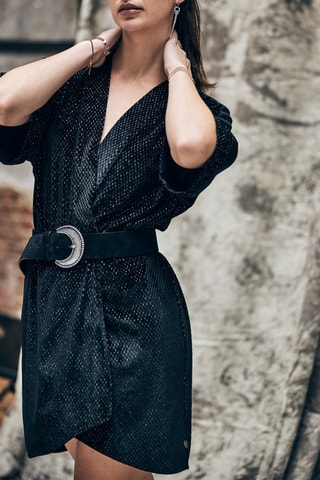 Vestido Roza Shiny Velvet - Preto