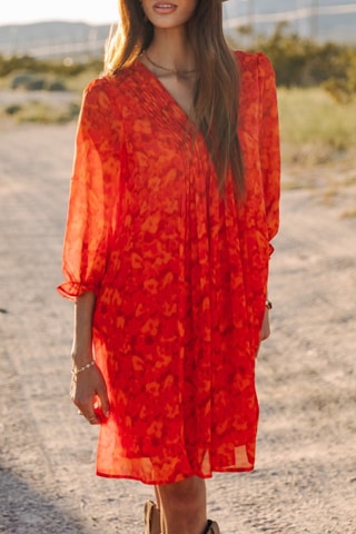 Vestido Juna Blurred Flowers - Laranja