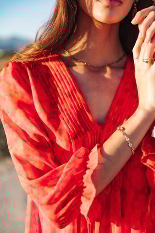 Vestido Juna Blurred Flowers - Laranja