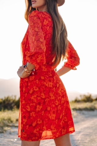Vestido Juna Blurred Flowers - Laranja