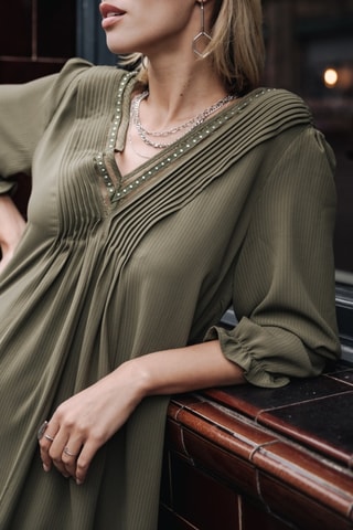 Vestido amplo Juna Voile - Verde