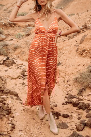 Vestido Reyes Deserty - Laranja e branco