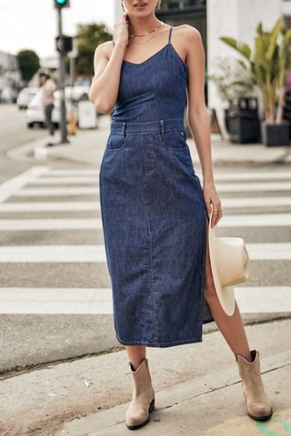 Vestido Jaina Denim - Azul-escuro
