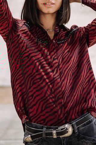 Camisa Crizia Red Zebra - Vermelho-escuro e preto