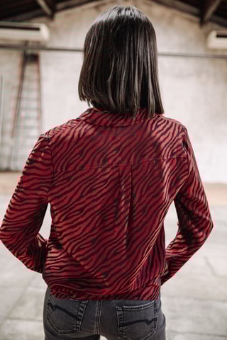 Camisa Crizia Red Zebra - Vermelho-escuro e preto