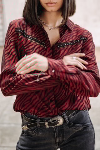 Camisa Crizia Red Zebra - Vermelho-escuro e preto