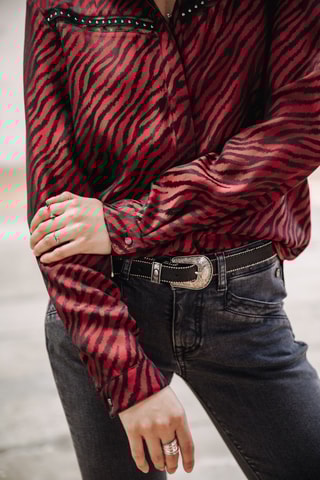 Camisa Crizia Red Zebra - Vermelho-escuro e preto