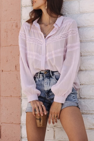 Camisa Carline Plain Color - Lilás