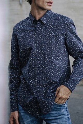 Camisa Yoris Floreal - Azul-escuro