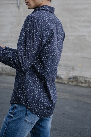 Camisa Yoris Floreal - Azul-escuro