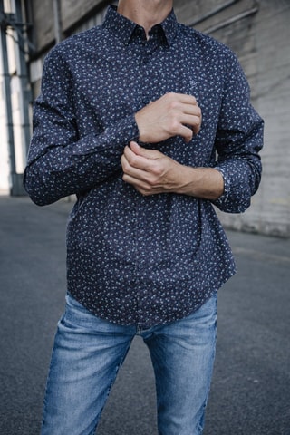 Camisa Yoris Floreal - Azul-escuro