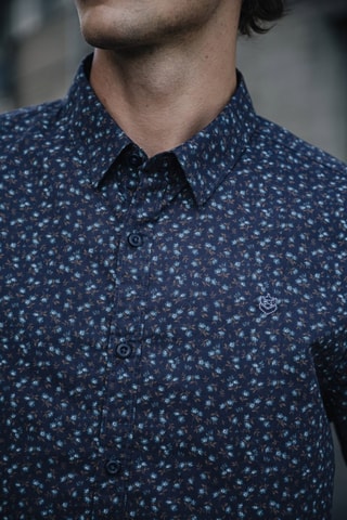 Camisa Yoris Floreal - Azul-escuro