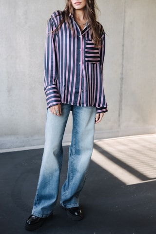 Camisa Chestine Stripes - Azul-noite e violeta