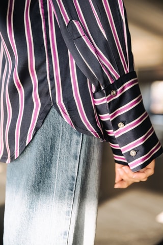 Camisa Chestine Stripes - Azul-noite e violeta