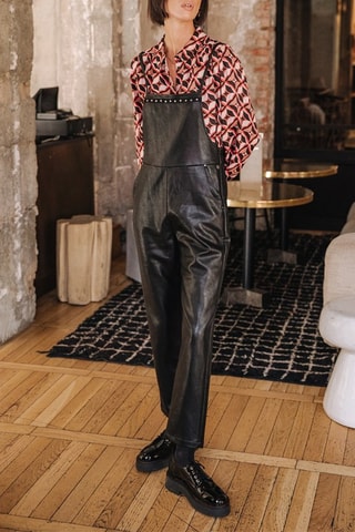Jardineiras slim Thalie Biker Preto