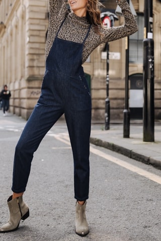 Jardineiras Thalie Denim - Azul-escuro
