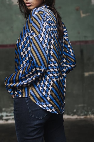 Blusa - Azul e castanho