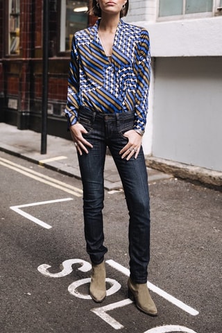 Blusa - Azul e castanho
