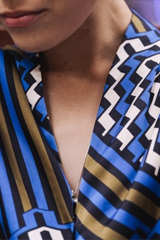 Blusa - Azul e castanho