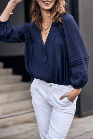 Blusa Tya Plain Color - Azul