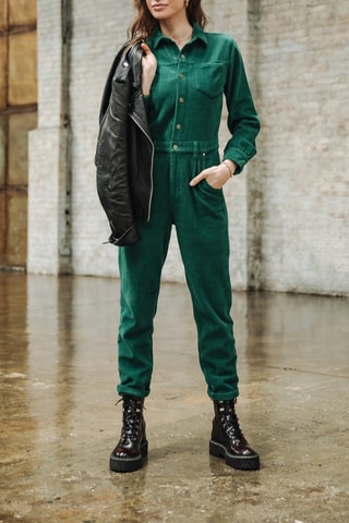 Macacão slouchy em veludo Lesly Veluto - Verde