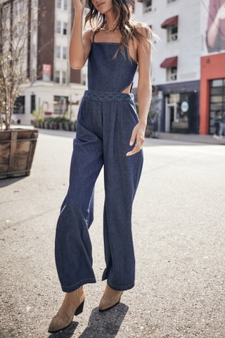 Macacão 7/8 Naomie Denim - Azul-escuro