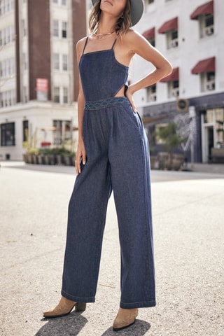 Macacão 7/8 Naomie Denim - Azul-escuro