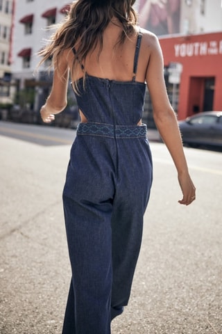 Macacão 7/8 Naomie Denim - Azul-escuro