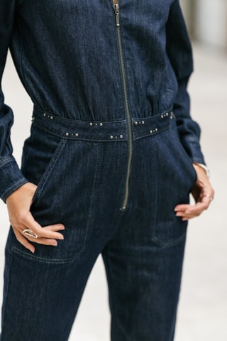 Macacão Martha LS Denim - Azul-escuro