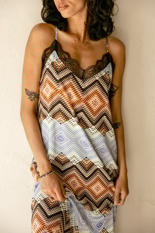 Vestido comprido - Castanho