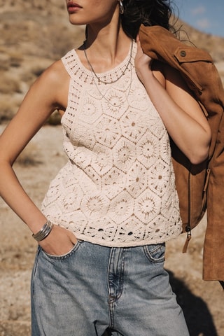 Top en crochet - Ecru