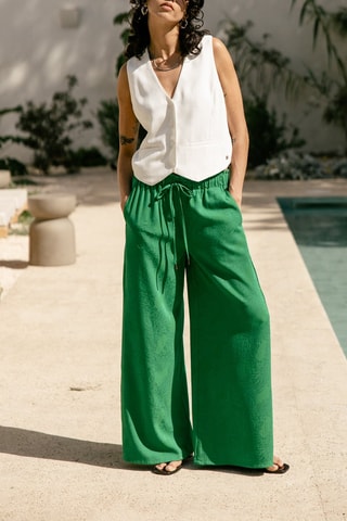 Pantalon palazzo - Vert