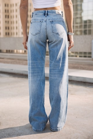 Calças de ganga wide legs - Azul-claro