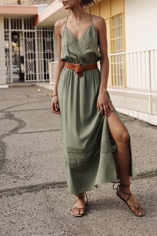 Vestido comprido - Caqui