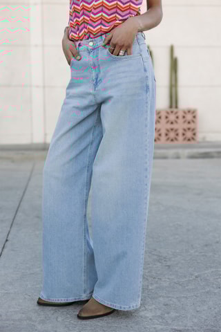 Calças de ganga wide legs - Azul-claro