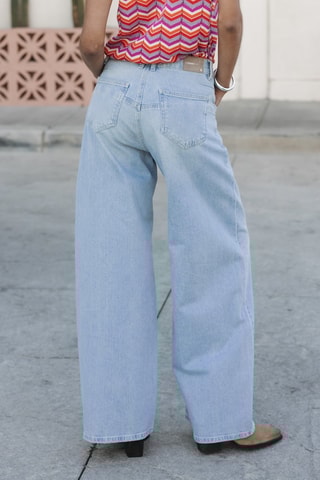 Calças de ganga wide legs - Azul-claro