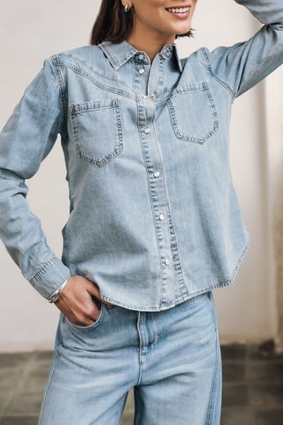 Camisa de ganga - Azul-claro