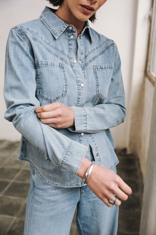 Camisa de ganga - Azul-claro