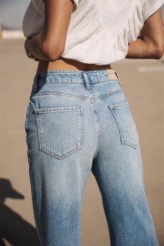 Calças de ganga wide legs - Azul-claro
