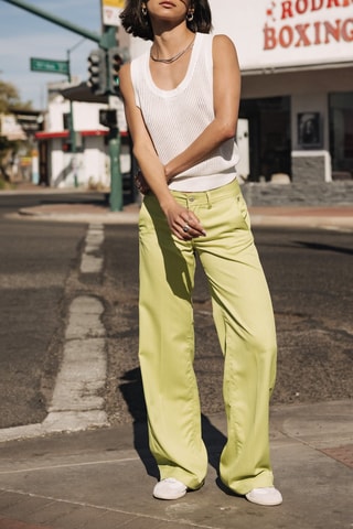 Pantalon wide legs - Vert clair