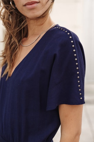 Vestido traçado - Azul-marinho