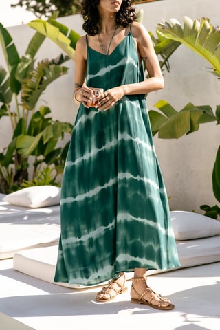 Vestido comprido tie and dye - Verde
