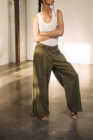 Pantalon wide legs - Kaki