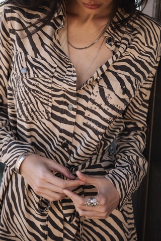 Vestido-camisa - Creme