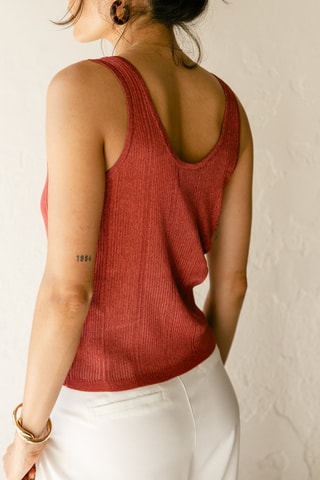 Camisola de alças - Vermelho-tijolo