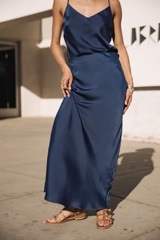Vestido comprido - Azul-marinho