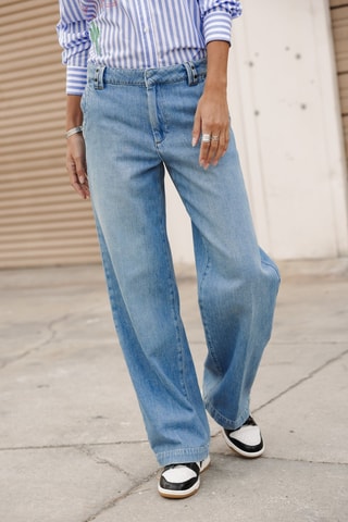 Calças de ganga wide legs - Azul-claro