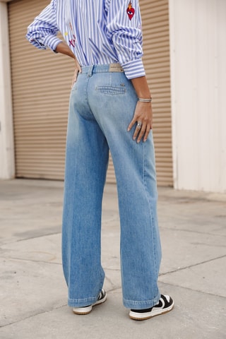 Calças de ganga wide legs - Azul-claro