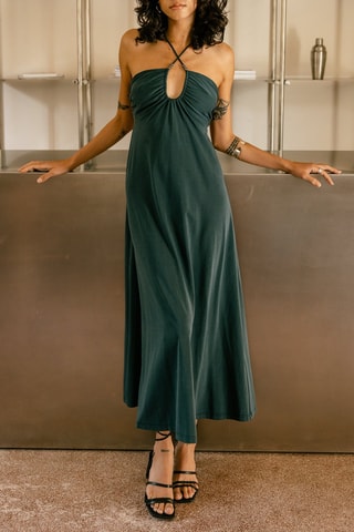 Vestido comprido - Verde-escuro